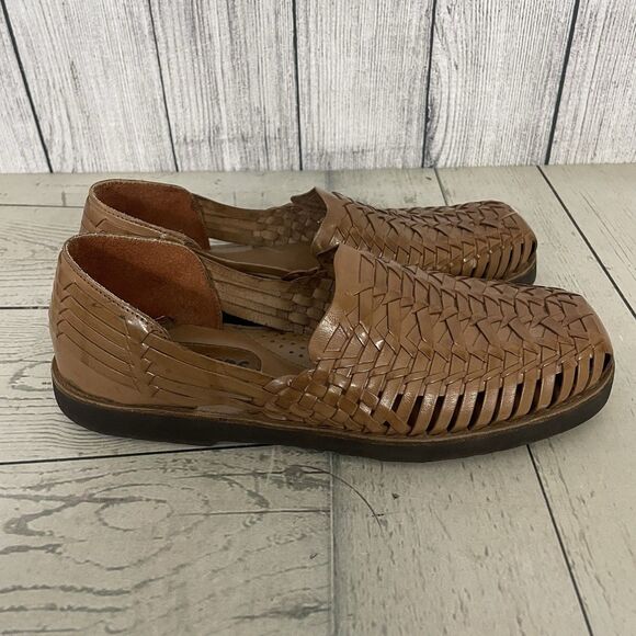 Sunsteps Shoes Brown Leather Hand Woven Sandals Slip On Mens Size 9 - Picture 1 of 7